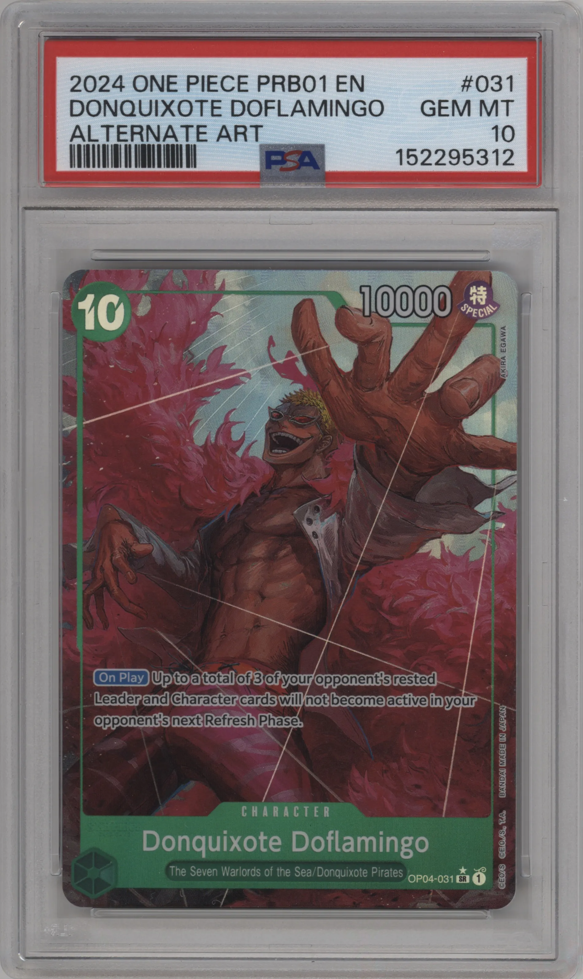 2024 One Piece Card The Best Donquixote Doflamingo Alternate Art PSA 10