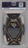 Trevor Lawrence from the 2021 Panini Select set featuring a Die-Cut Silver parallel graded by PSA and given an overall grade of 9.