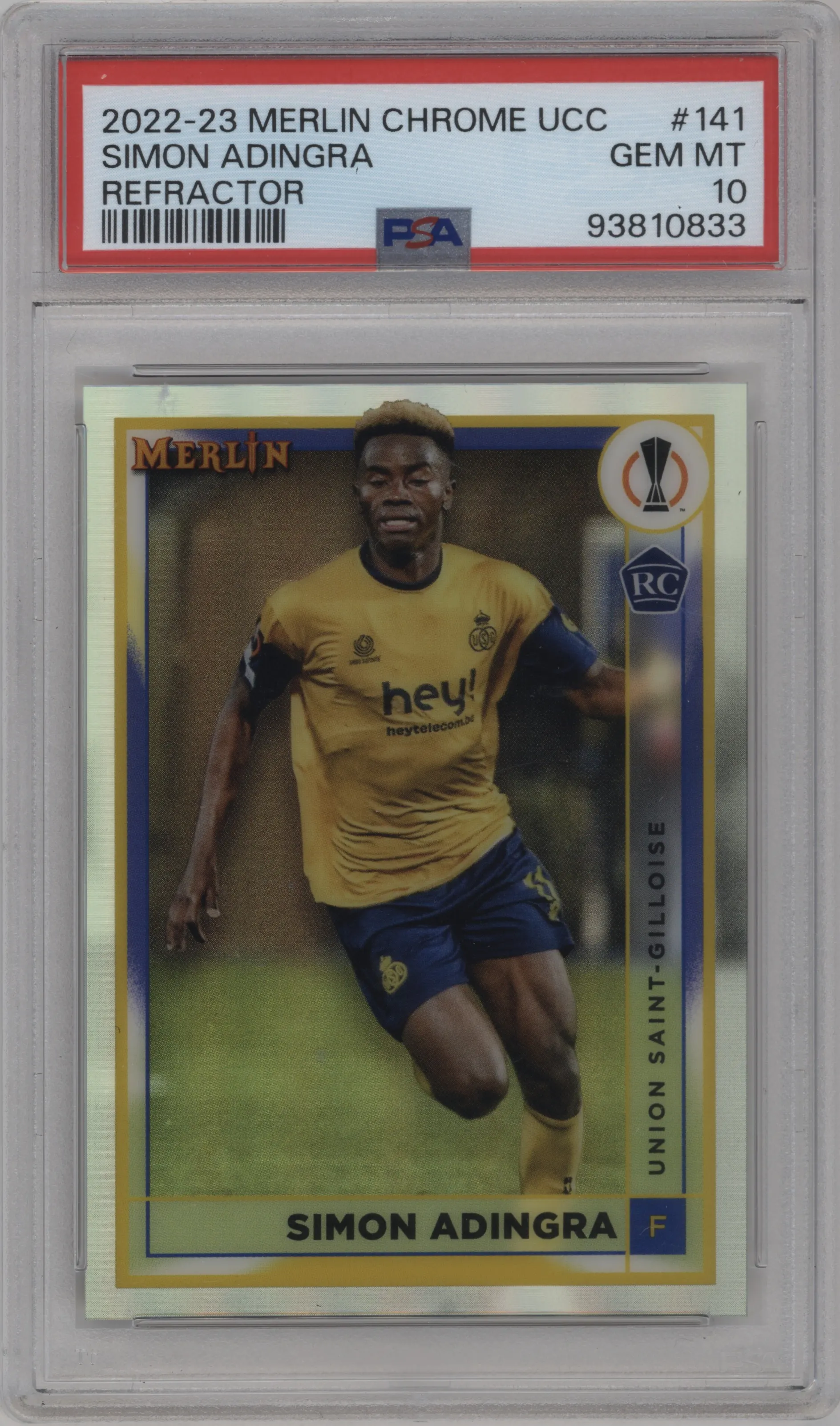 2022 Merlin UEFA Club Competitions Simon Adingra Refractor #141 PSA 10
