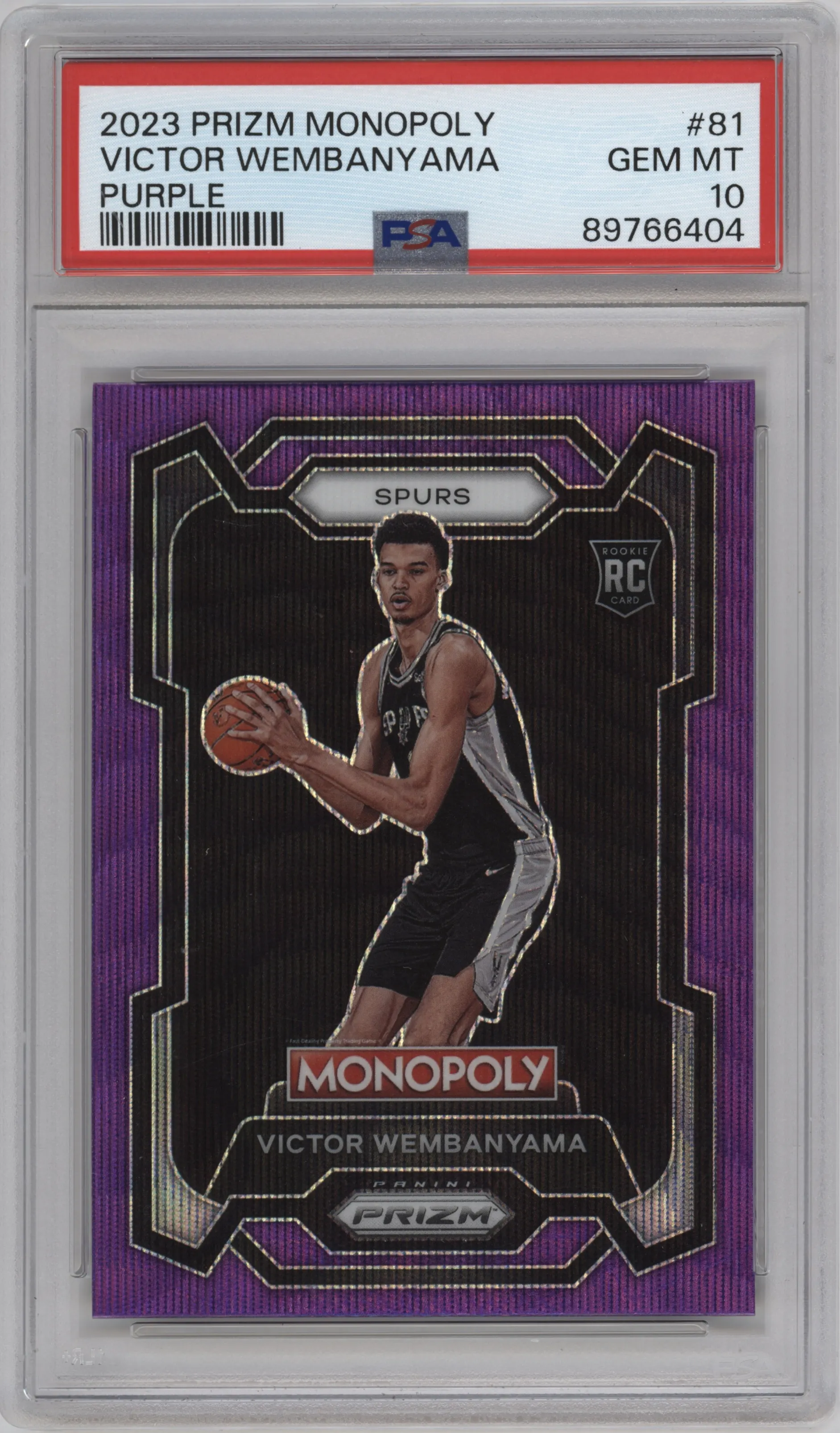 2023 Panini Prizm Monopoly Victor Wembanyama Purple #81 PSA 10