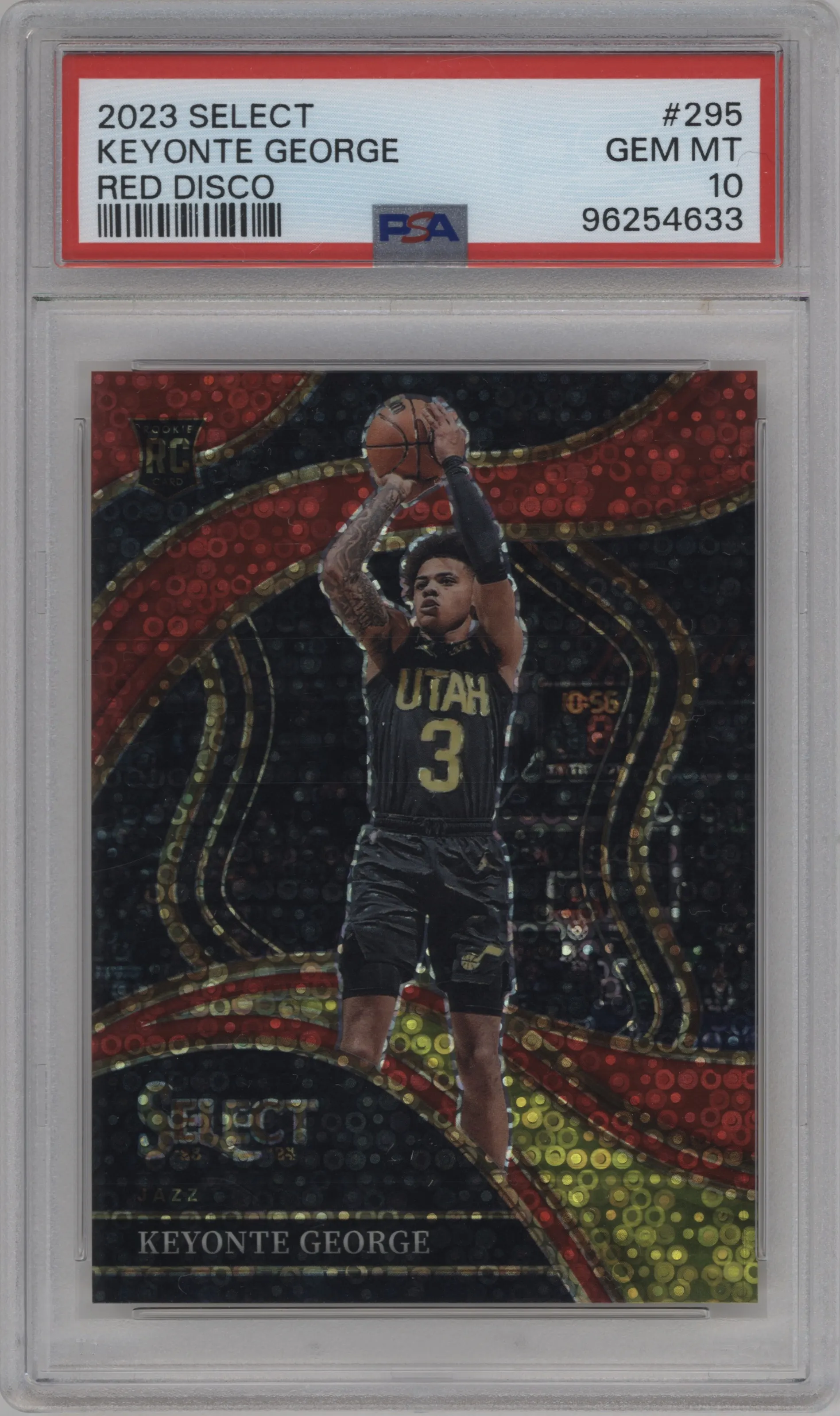 2023 Panini Select Courtside Keyonte George Red Disco Prizm #295 PSA 10