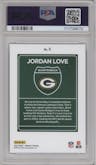 Jordan Love from the 2024 Donruss set graded by PSA and given an overall grade of 9.