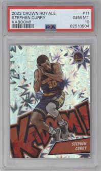 Stephen Curry from the 2022-23 Panini Crown Royale set graded by PSA and given an overall grade of 10.