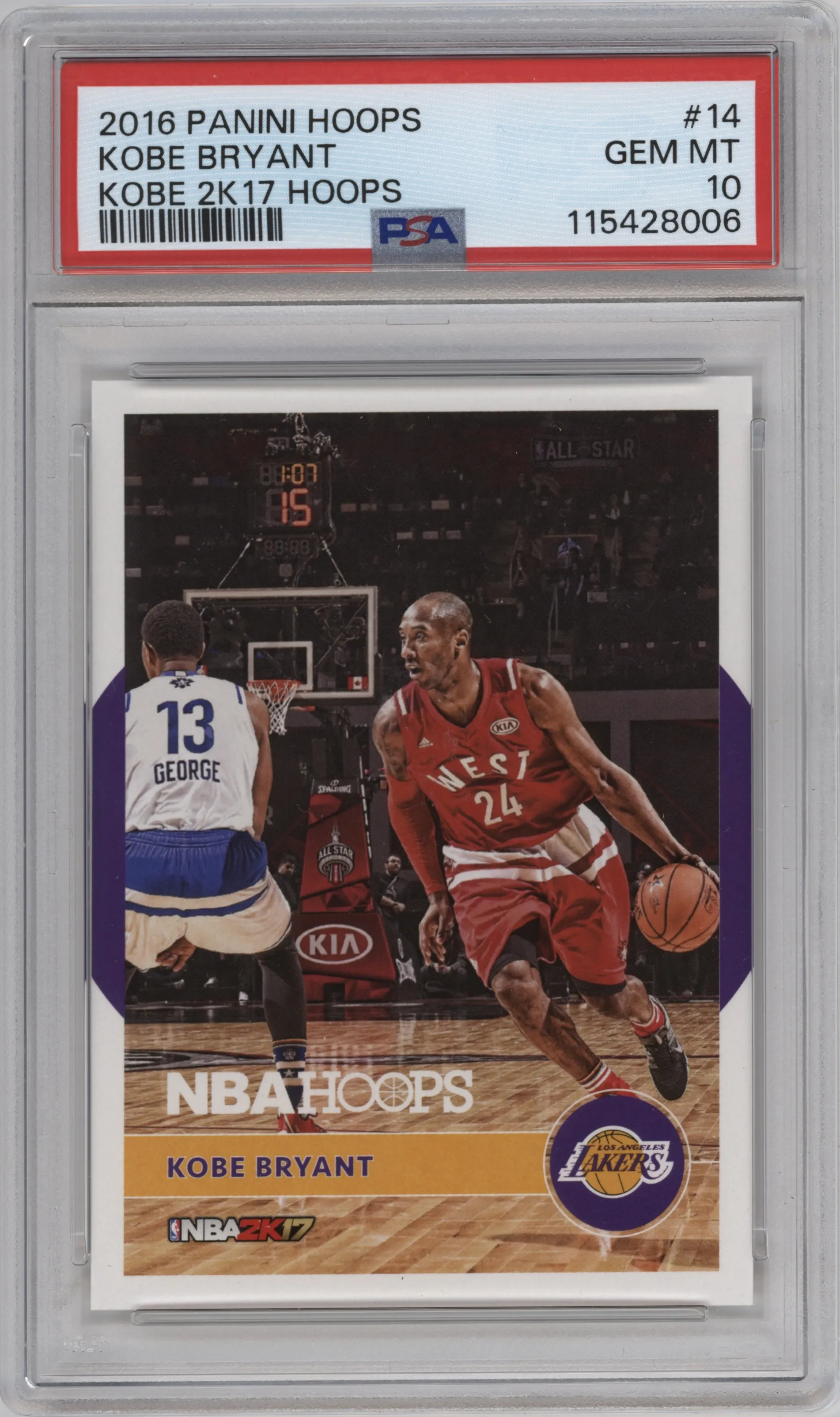 2016 Panini NBA Hoops Kobe 2K17 Kobe Bryant #14 PSA 10