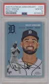 Riley Greene from the 2023 Topps Chrome Platinum Anniversary set featuring a Refractor parallel graded by PSA and given an overall grade of 10.