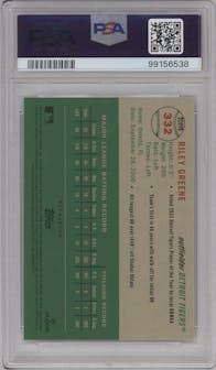 Riley Greene from the 2023 Topps Chrome Platinum Anniversary set featuring a Refractor parallel graded by PSA and given an overall grade of 10.