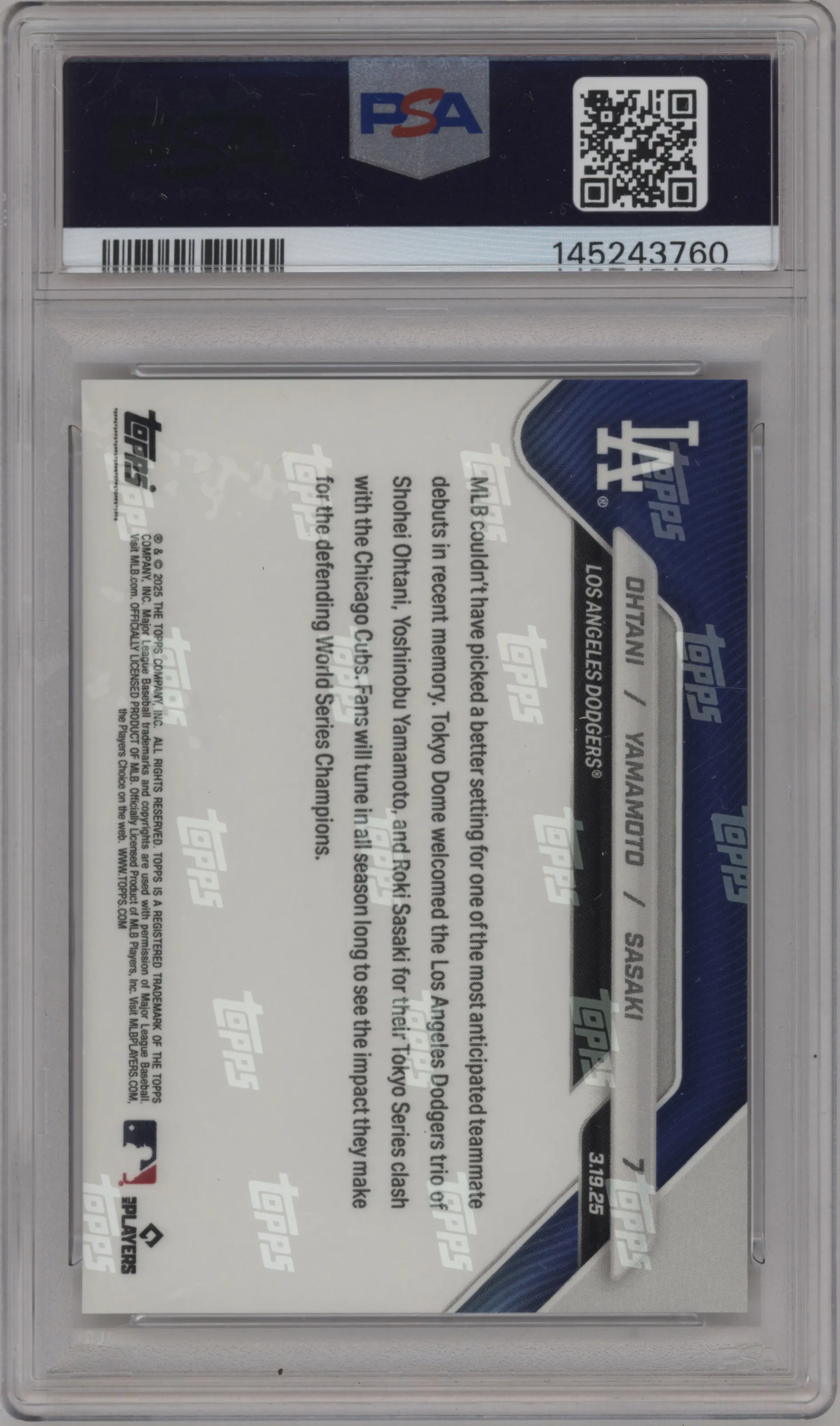 Shohei Ohtani/Yoshinobu Yamamoto/Roki Sasaki