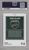 Josh Allen from the 2024 Donruss set graded by PSA and given an overall grade of 10.