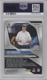 Jim Harbaugh from the 2024 Panini Prizm set featuring a Choice Blue parallel graded by PSA and given an overall grade of 9.
