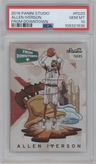 Allen Iverson from the 2016-17 Panini Studio set graded by PSA and given an overall grade of 10.