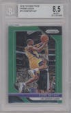 Kobe Bryant from the 2018-19 Panini Prizm set featuring a Green Prizm parallel graded by Beckett and given an overall grade of 8.5.