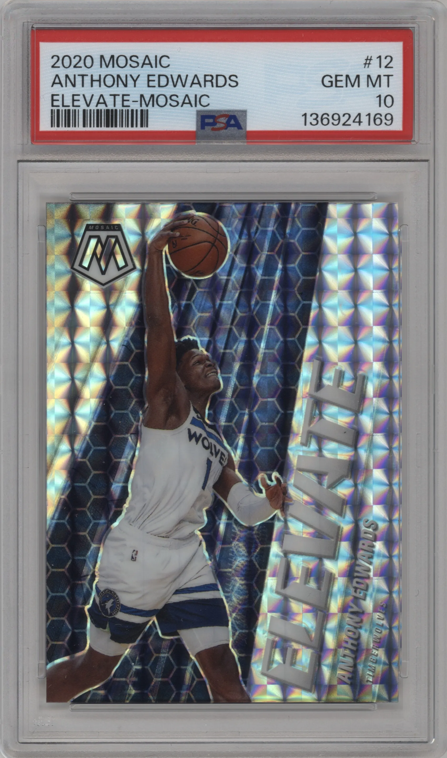 2020 Panini Mosaic Elevate Anthony Edwards Mosaic #12 PSA 10