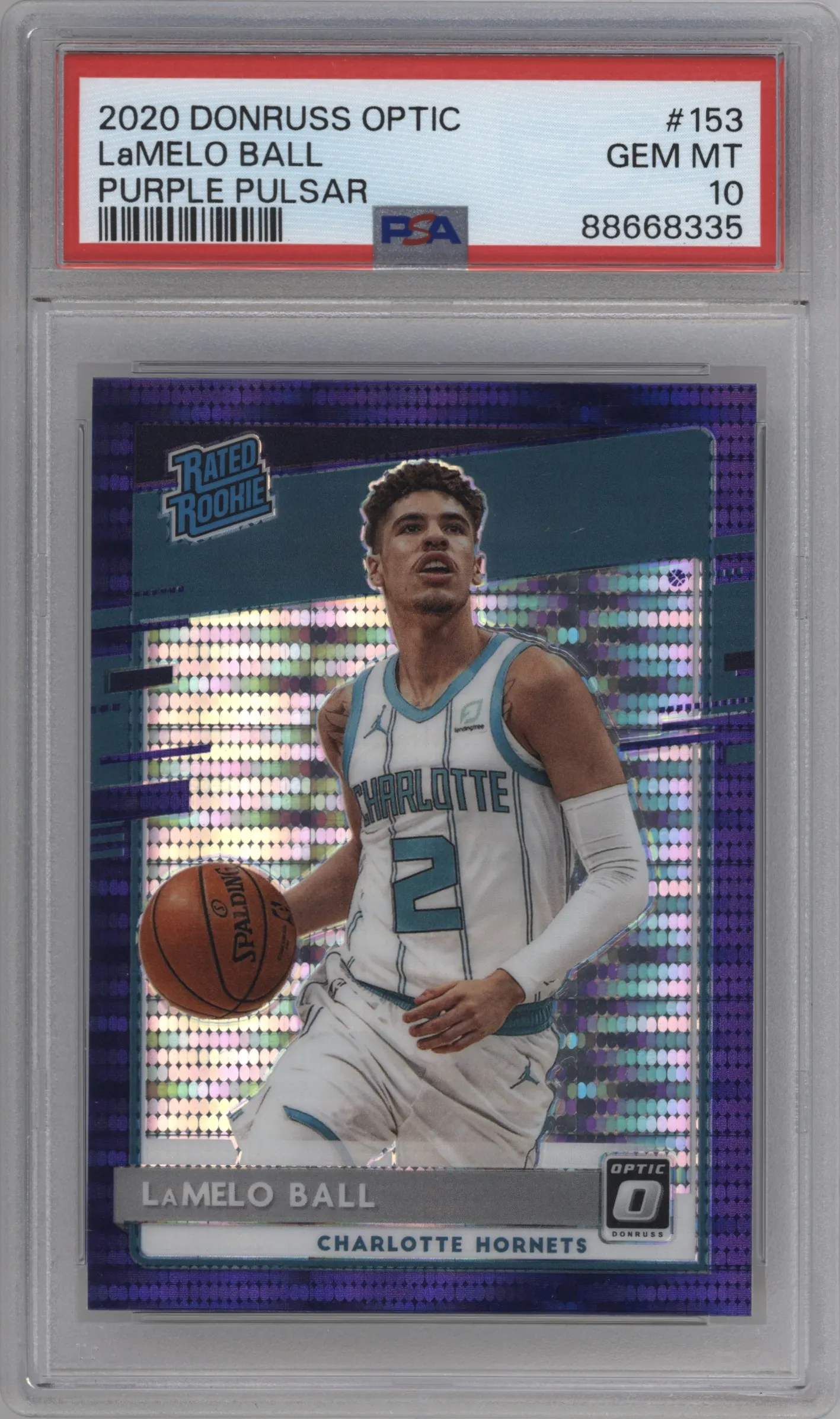 2020 Panini Donruss Optic Rated Rookie LaMelo Ball Purple Pulsar #153 PSA 10