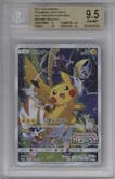 Pikachu from the 2017 Pokemon S&M JPN  set featuring a 2017 Battle Festa parallel graded by Beckett and given an overall grade of 9.5.