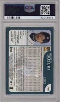 Ichiro Suzuki from the 2001 Topps set graded by PSA and given an overall grade of 10.