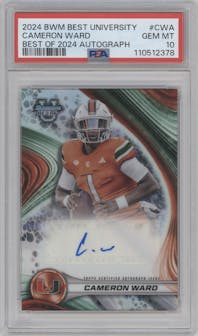 Cameron Ward from the 2024 Bowman University Best set graded by PSA and given an overall grade of 10.
