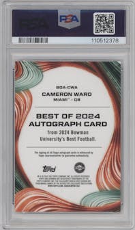Cameron Ward from the 2024 Bowman University Best set graded by PSA and given an overall grade of 10.