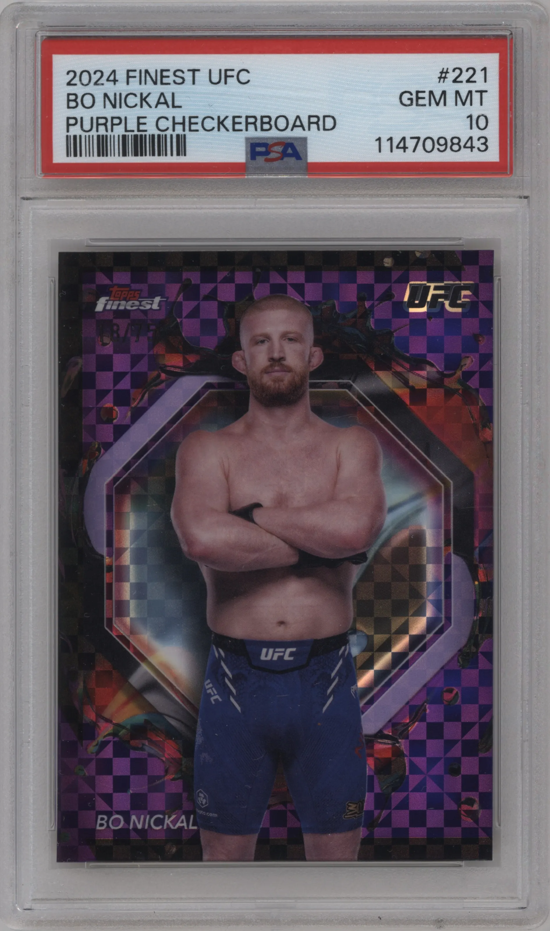 2024 Topps Finest UFC Bo Nickal Purple Checkerboard #221 PSA 10