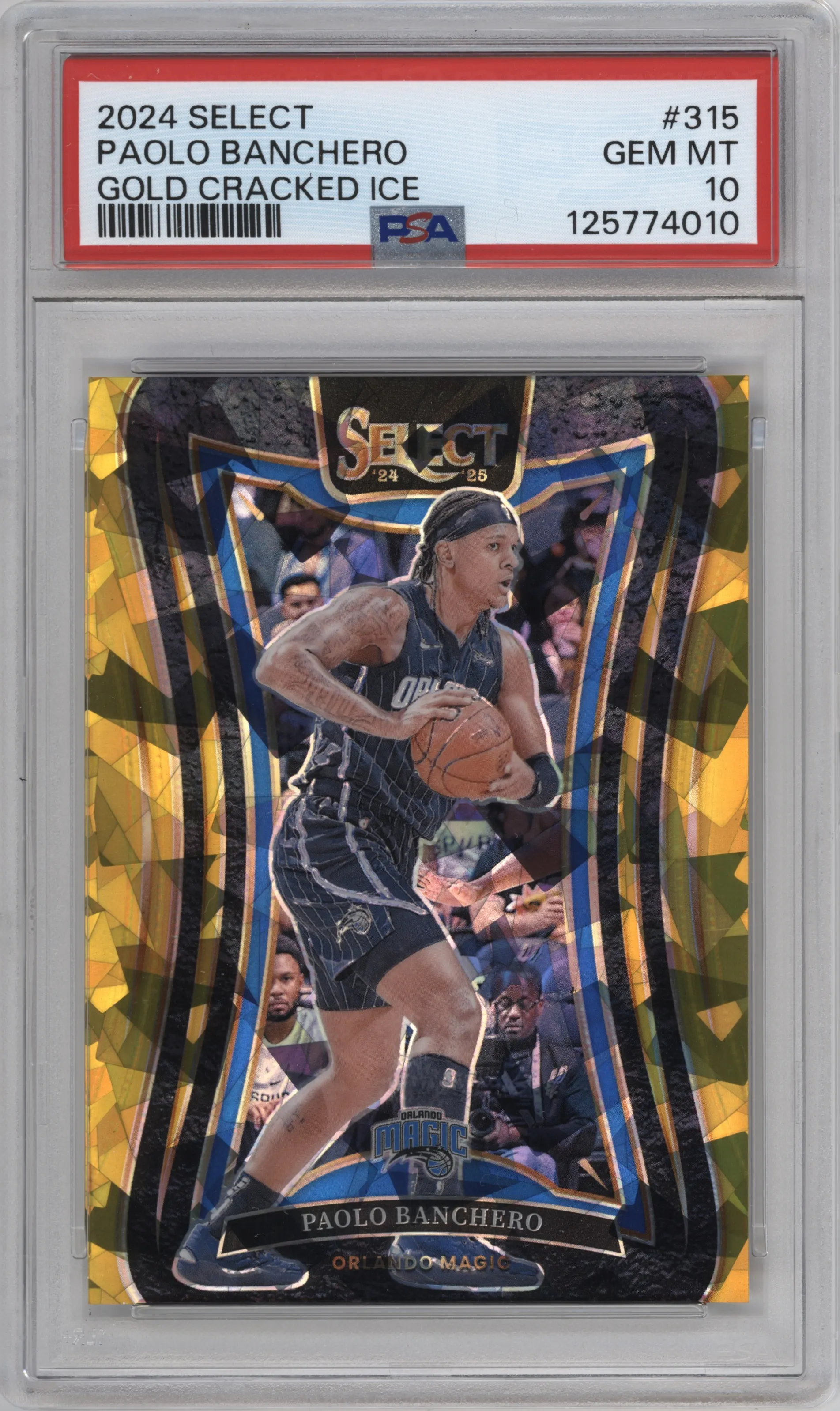 2024 Panini Select Mezzanine Paolo Banchero Gold Cracked Ice #315 PSA 10