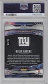 Malik Nabers from the 2024 Panini Prizm set featuring a Blue Ice parallel graded by PSA and given an overall grade of 9.