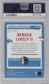 Dereck Lively II from the 2023-24 Donruss Optic set featuring a Aqua parallel graded by PSA and given an overall grade of 10.