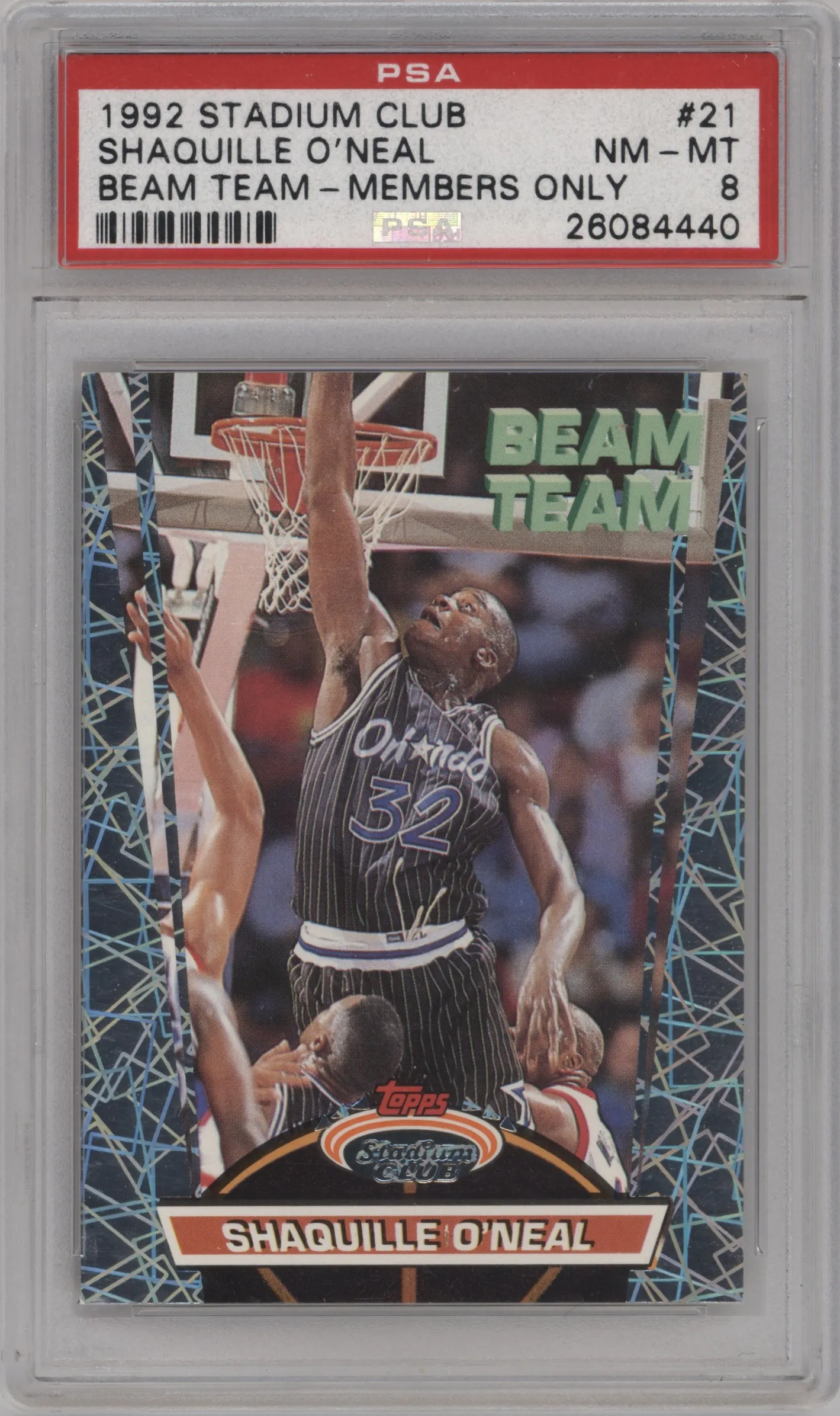 1992 Topps Stadium Club Beam Team Shaquille O'Neal Members Only #21 PSA 8