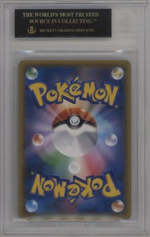 Red's Pikachu from the 2018 Pokemon S&M JPN set featuring a Pokemon Center 20th Anniversary Campaign parallel graded by Beckett and given an overall grade of 10.