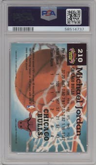 Michael Jordan from the 1992-93 Topps Stadium Club set graded by PSA and given an overall grade of 9.