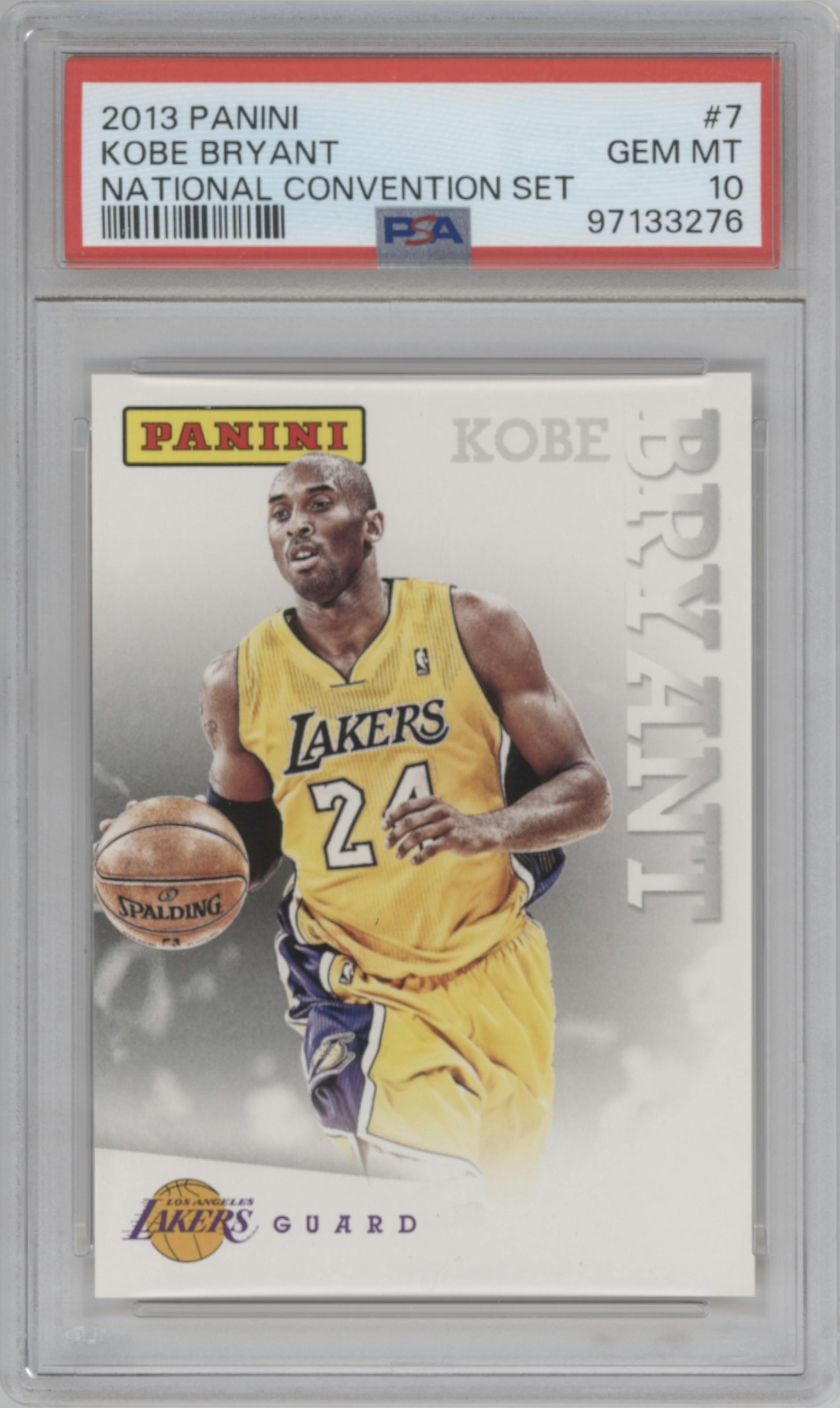 Kobe Bryant from the 2013 Panini National Sports Collectors Convention set graded by PSA and given an overall grade of 10.