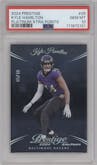 Kyle Hamilton from the 2024 Panini Prestige  set featuring a Platinum Xtra Points parallel graded by PSA and given an overall grade of 10.