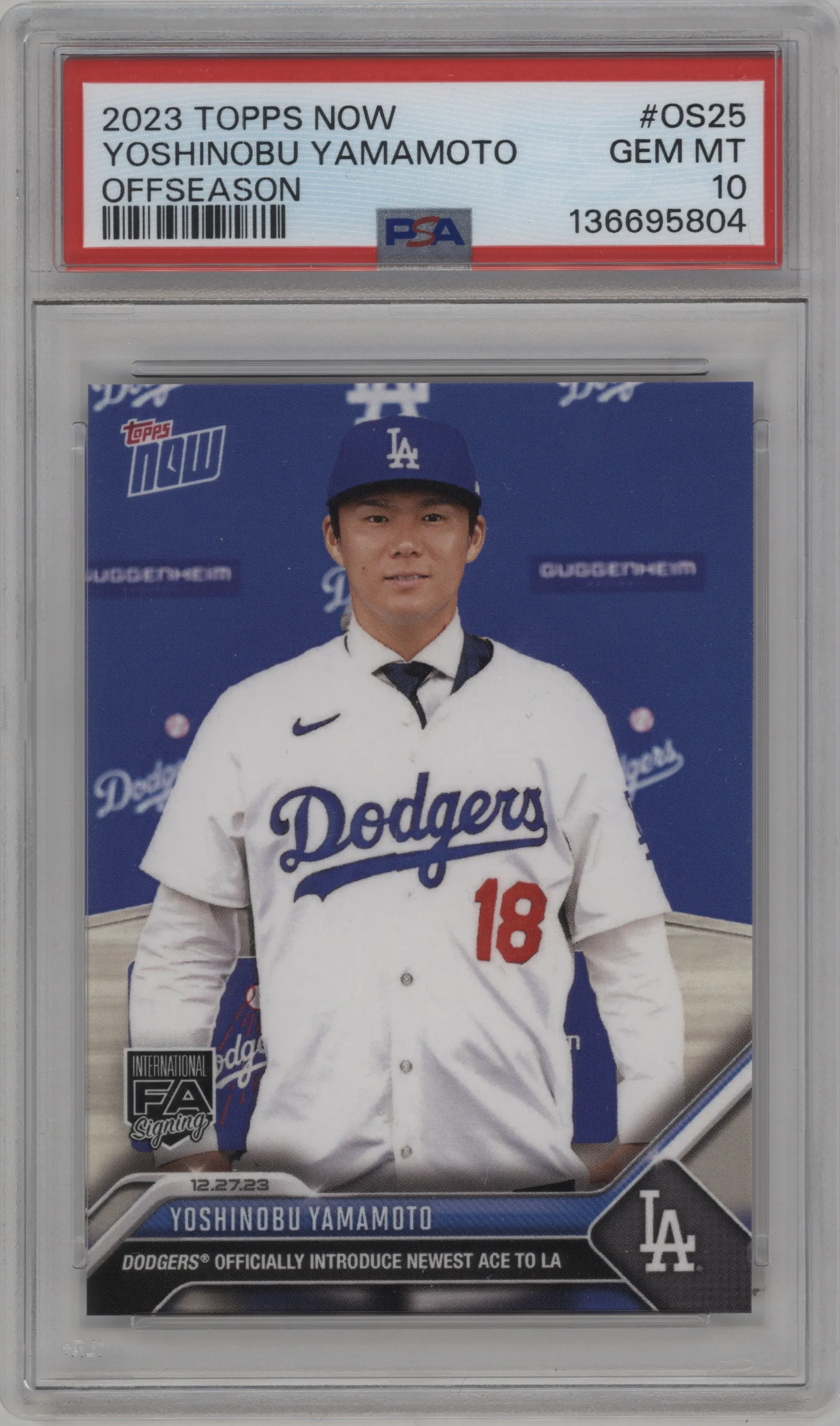 2023 Topps Now Off-Season Yoshinobu Yamamoto PSA 10