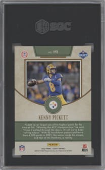 Kenny Pickett  from the 2022 Panini Legacy set graded by SGC and given an overall grade of 10.