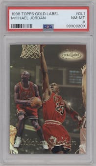 Michael Jordan from the 1998-99 Topps set graded by PSA and given an overall grade of 8.