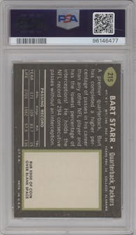Bart Starr from the 1969 Topps set graded by PSA and given an overall grade of 8.