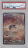 Great Tusk EX from the 2023 Pokemon SV set graded by PSA and given an overall grade of 10.