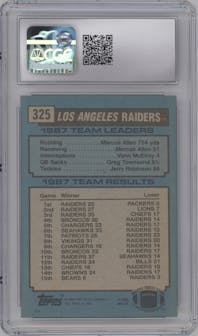 Bo Jackson from the 1988 Topps set graded by CSG and given an overall grade of 9.