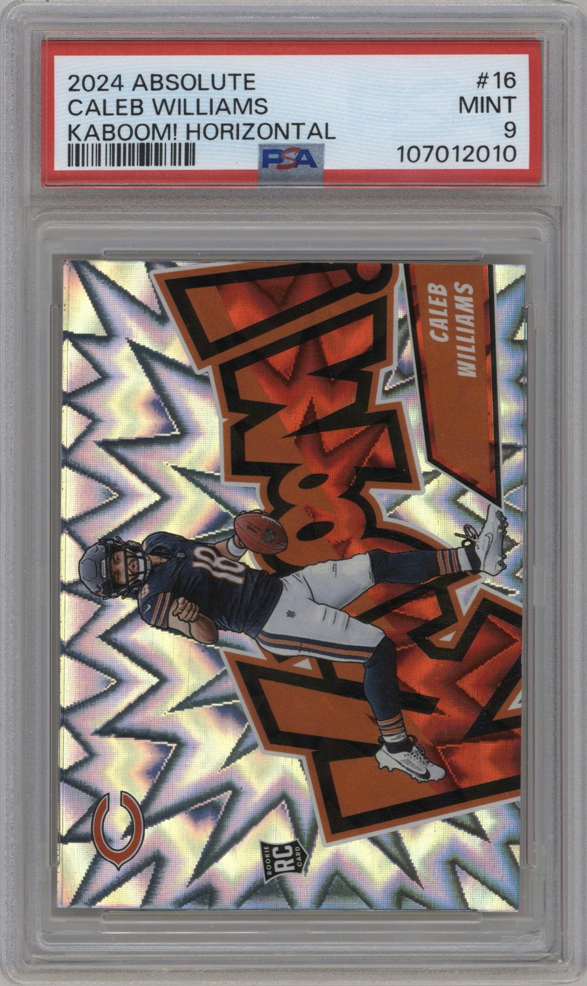 Caleb Williams  from the 2024 Panini Absolute set graded by PSA and given an overall grade of 9.