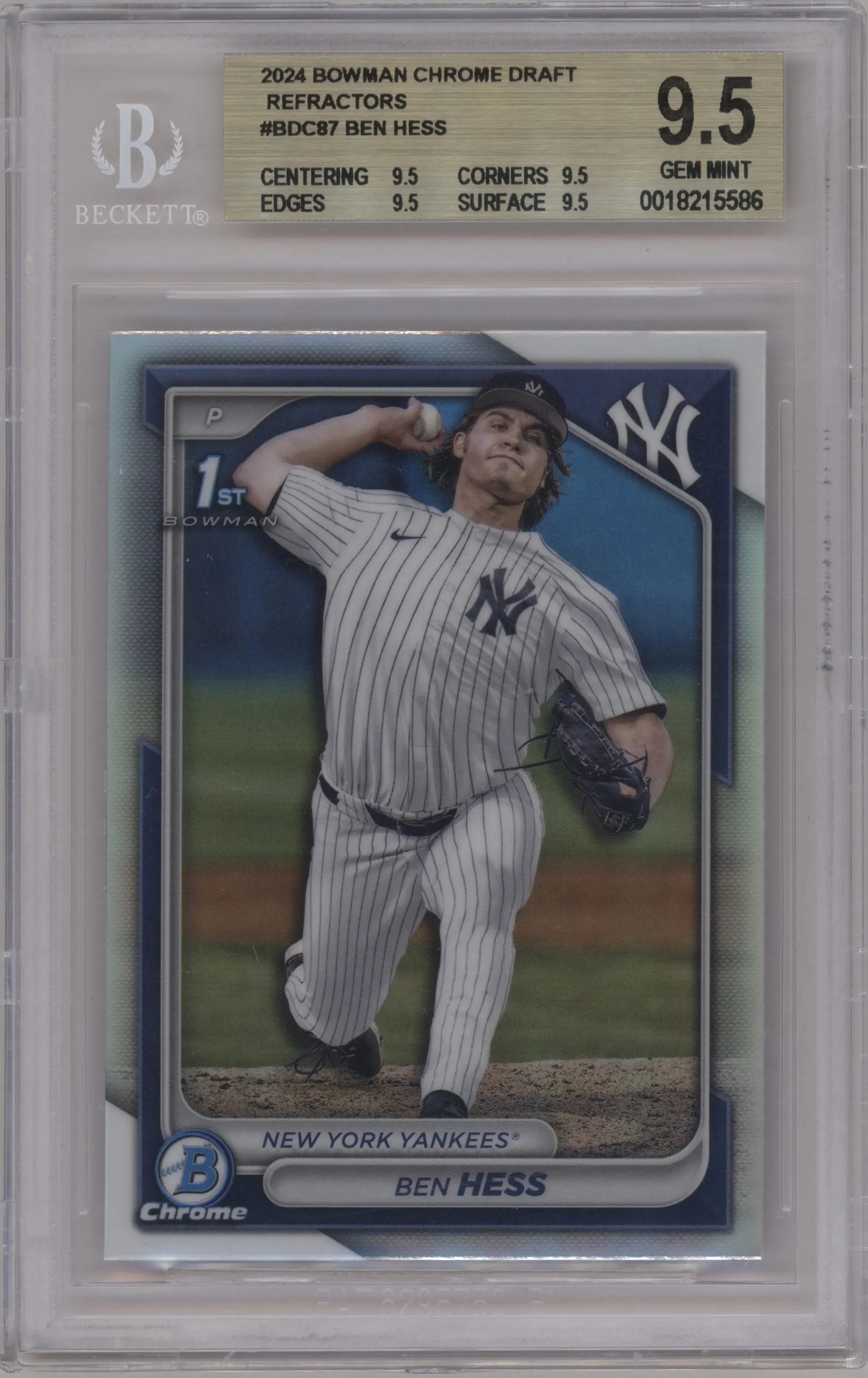2024 Bowman Draft Chrome Ben Hess Refractor BGS 9.5