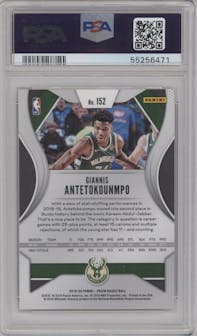 Giannis Antetokounmpo from the 2019-20 Panini Prizm set graded by PSA and given an overall grade of 10.