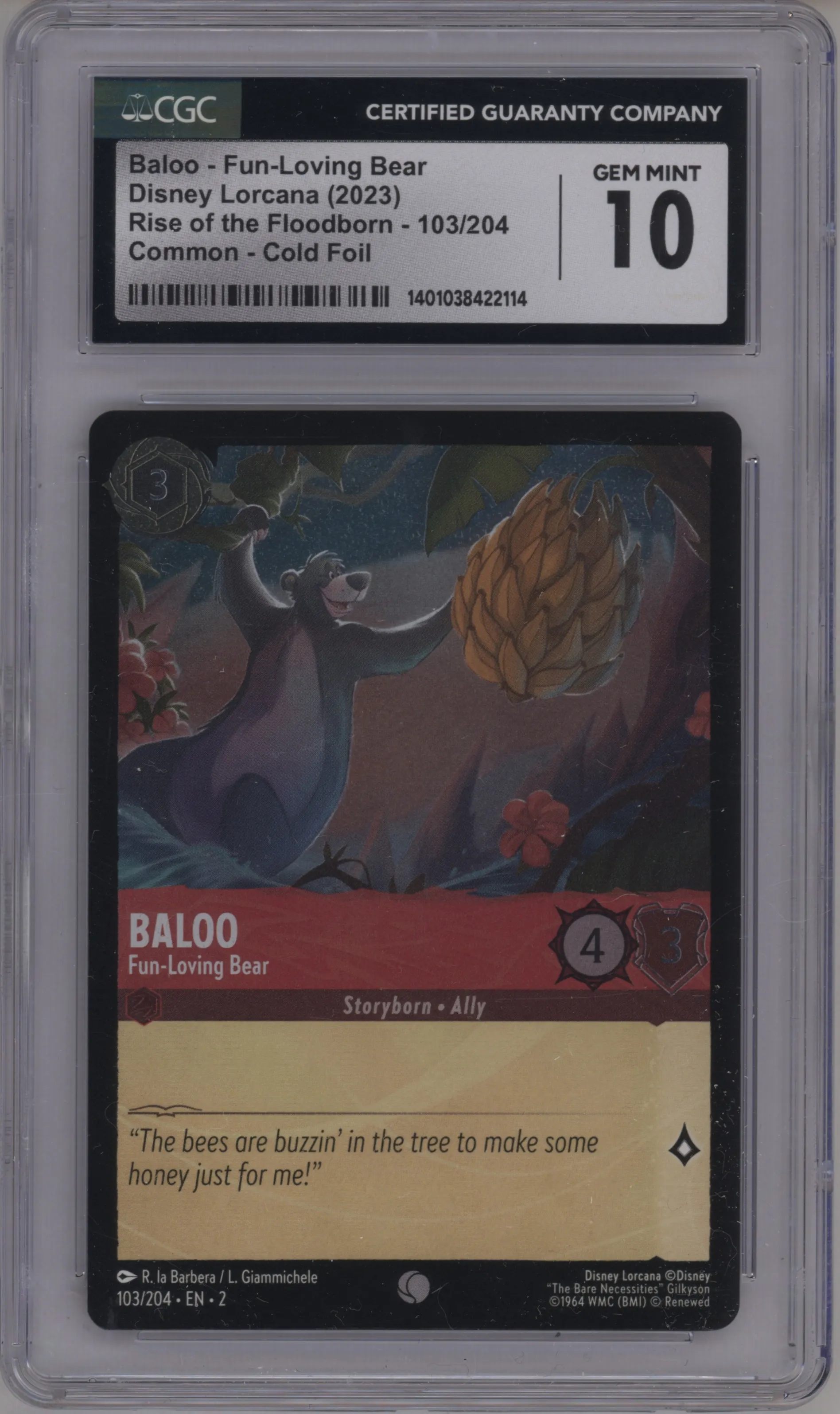 2023 Disney Lorcana Rise of the Floodborn Baloo Foil CGC 10