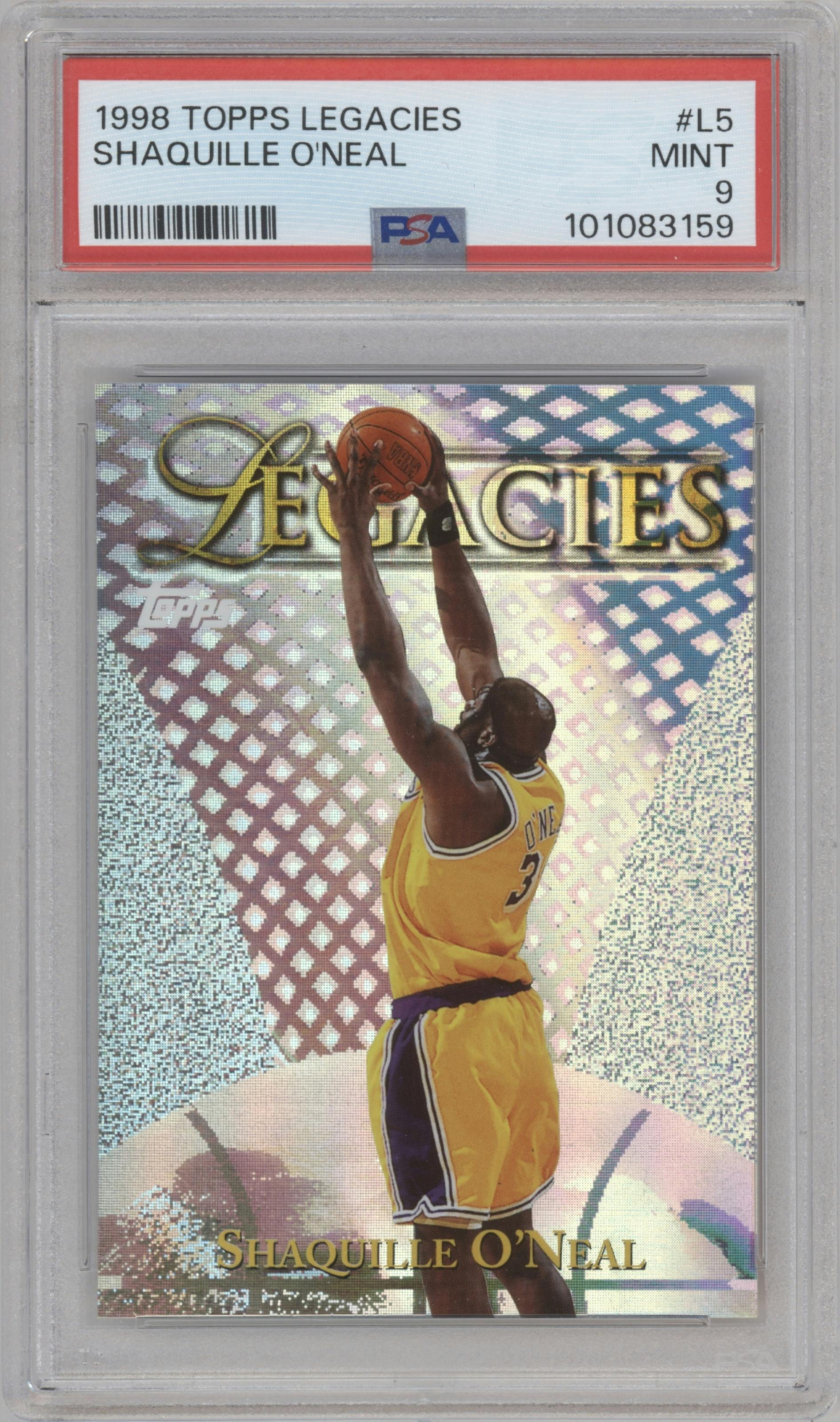 Shaquille O'Neal from the 1998-99 Topps set graded by PSA and given an overall grade of 9.