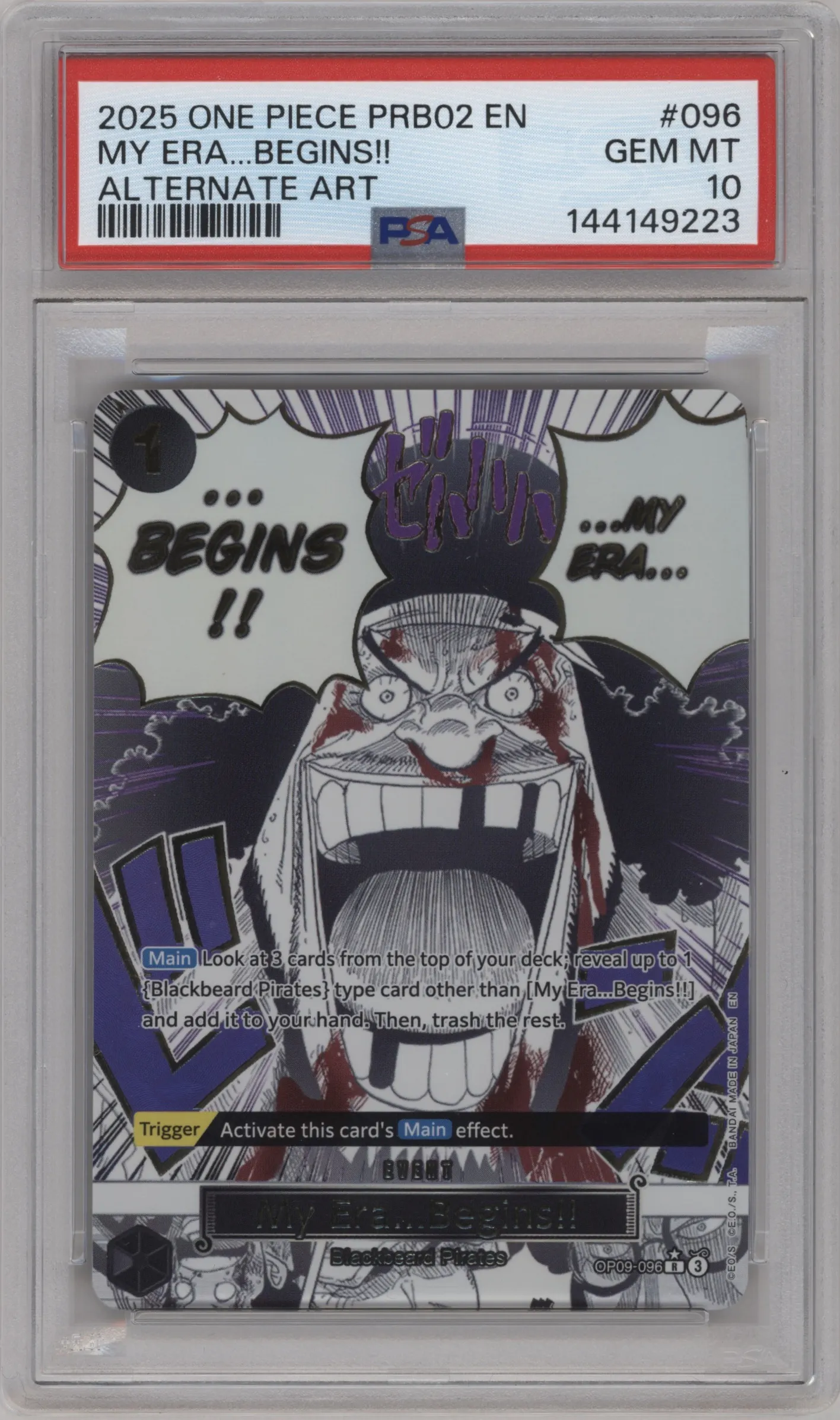 2025 One Piece PB The Best My Era...Begins!! Alternate Art R #OP09-096 R PSA 10