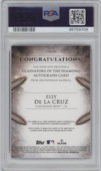 Elly De La Cruz from the 2024 Bowman set graded by PSA and given an overall grade of 10.