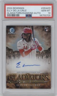 Elly De La Cruz from the 2024 Bowman set graded by PSA and given an overall grade of 10.