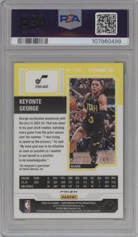 Keyonte George from the 2023-24 Panini Contenders Optic set featuring a Blue parallel graded by PSA and given an overall grade of 9.