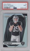 Brock Bowers from the 2024 Panini Prizm set graded by PSA and given an overall grade of 9.