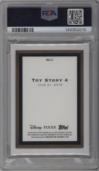 Toy Story 4 from the 2025 Topps Pixar Gold set featuring a Double Gold parallel graded by PSA and given an overall grade of 0.