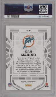 Dan Marino from the 2024 Panini Obsidian set graded by PSA and given an overall grade of 10.