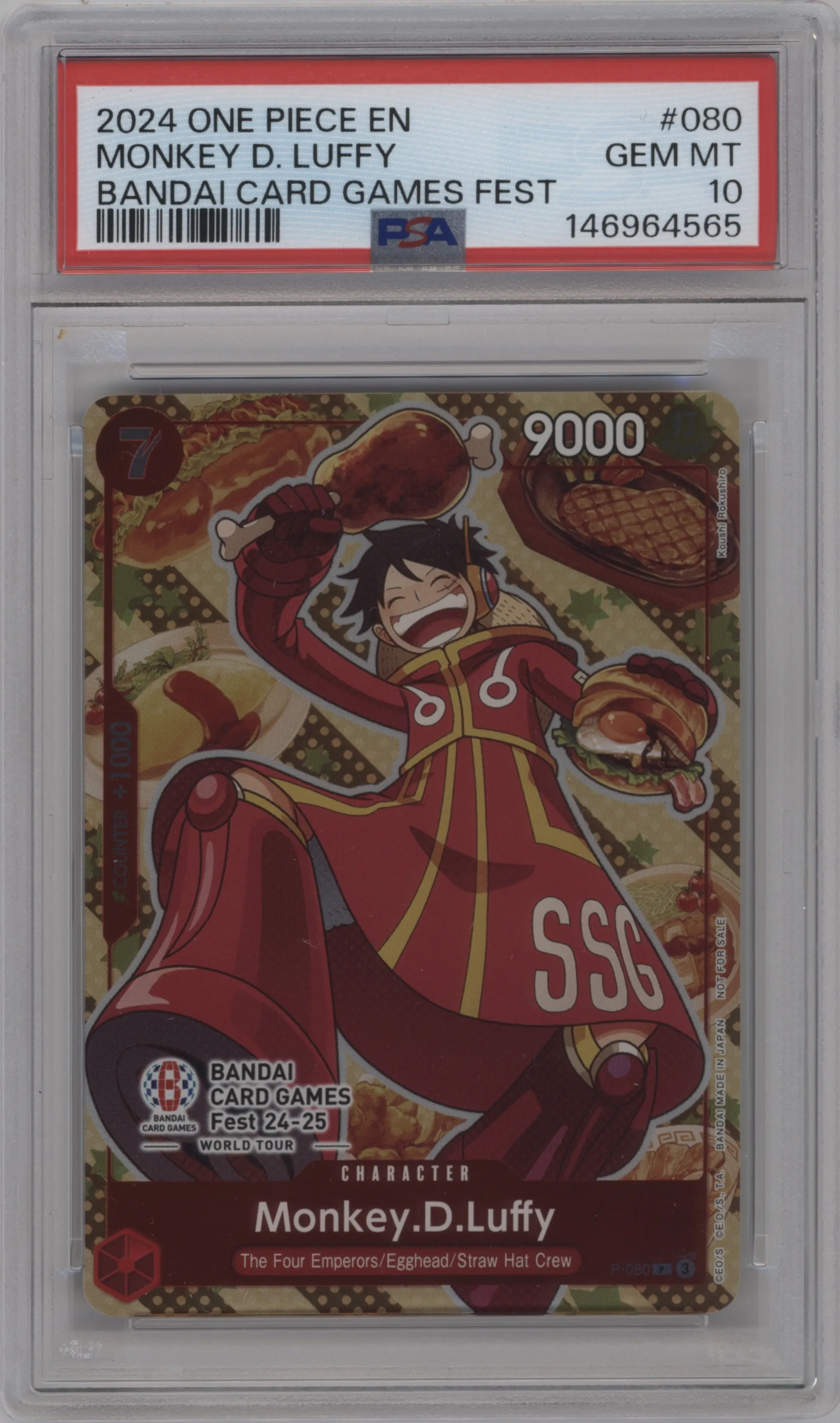 2024 One Piece Prem. Coll. Bandai Card Fest Monkey.D.Luffy P #P-080 P PSA 10