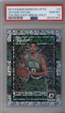 Jayson Tatum from the 2017-18 Panini Donruss Optic set featuring a Fast Break Holo parallel graded by PSA and given an overall grade of 10.